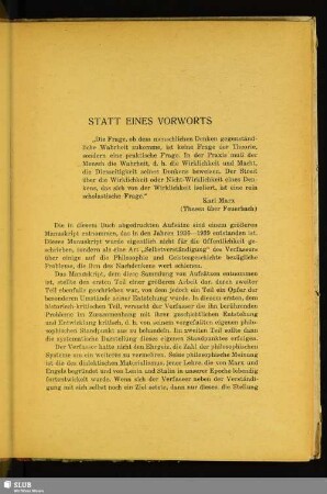 Statt Eines Vorworts