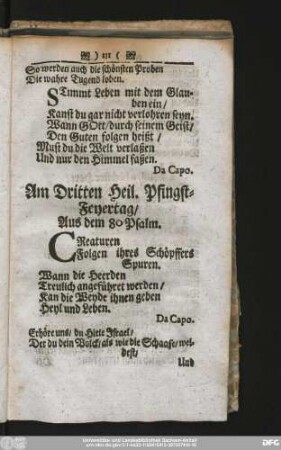 Am Dritten Heil. Pfingst-Feyertag, Aus dem 80 Psalm.