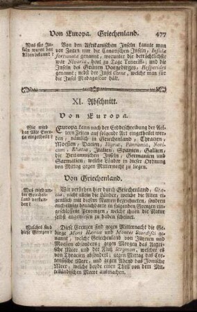 XI. Abschnitt. Von Europa. - XX. Abschnitt. Von Germanien und Sarmatien.