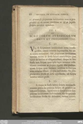 Tit. I. Scriptorum Iuridicorum Ortu Et Progressu.
