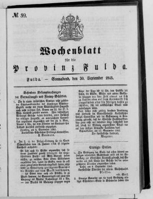 Nr. 39, Ausgabe vom 30. September 1843