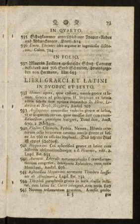 73-94, In Dvodec. Et Sexto. In Octavo. In Qvarto.