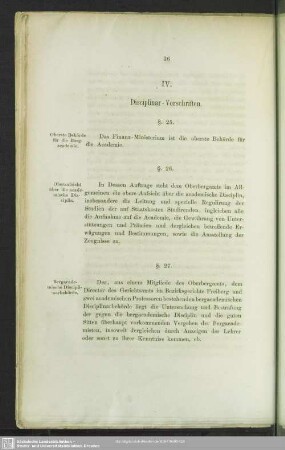 IV. Disciplinar-Vorschriften