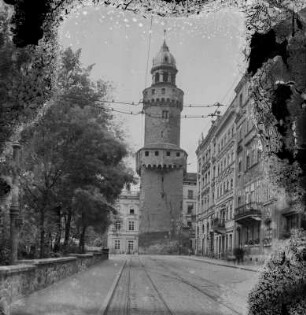 Am Reichenbachertor in Görlitz : Görlitz. Blick über den Demiani-Platz zum Reichenbacher Turm