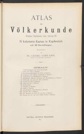 Abt. 7: Atlas der Volkerkunde : 15 Karten