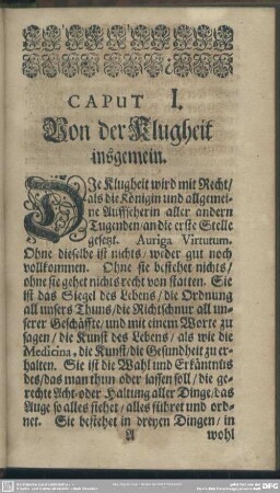 Caput I. Von der Klugheit insgemein