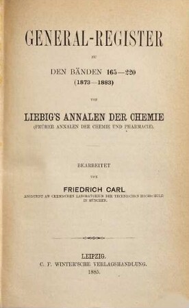 Justus Liebig's Annalen der Chemie. [220, a]