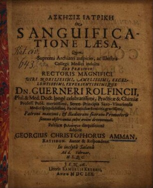 Askēsis iatrikē de sanguificatione laesa