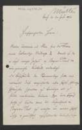 Brief von Johann Müller an Unbekannt