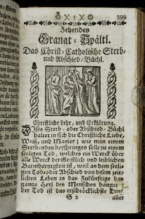 Zehendes Granat-Spältl. Das Christ-Catholische Sterb- und Abschied-Büchl.