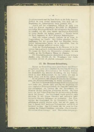 IX. Die Strassen-Beleuchtung.