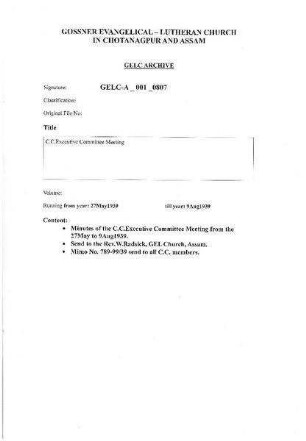 C.C. EXECUTIVE COMMITTEE MEETING