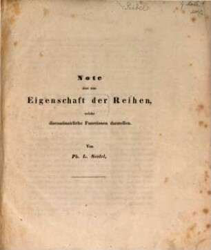 Note über eine Eigenschaft der Reihen, welche discontinuirliche Functionen darstellen
