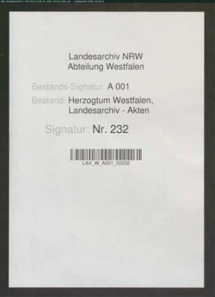 Register und Rechnung des Amtes Erwitte und Westernkotten