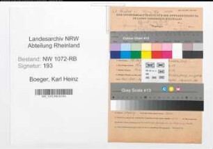 Entnazifizierung Karl Heinz Boeger , geb. 10.08.1914 (Arbeiter)
