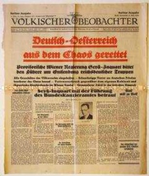 Tageszeitung "Völkischer Beobachter" zum "Anschluss" Österreichs