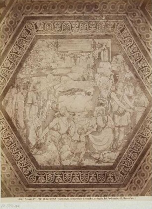 Domenico Beccafumi: Die Opferung Ahabs, Detail des Fußbodens im Dom von Siena