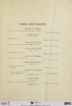 Werke alter Meister (Nr. 1-232)