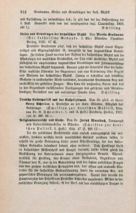 312-313 [Rezension] Schreiber, Georg, Deutsche Kulturpolitik und der Katholizismus