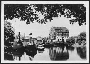 Memel, Mühle : Memel (Klaipeda, Litauen). Blick in den Hafen mit Mühle