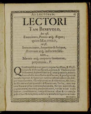 Lectori Tam Benevolo ...
