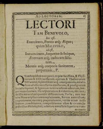 Lectori Tam Benevolo ...