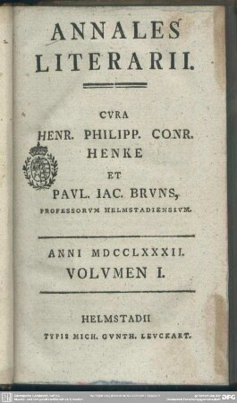 1782,1: Annales literarii Helmstadienses