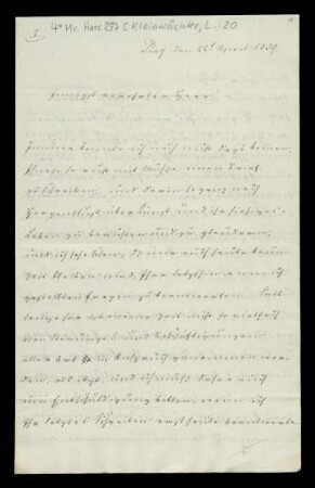Brief von Louis Kleinwächter an Louis Spohr