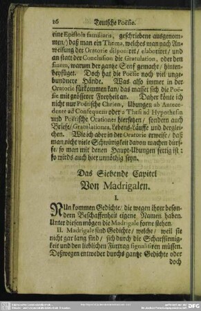 Das Siebende Capitel. Von Madrigalen