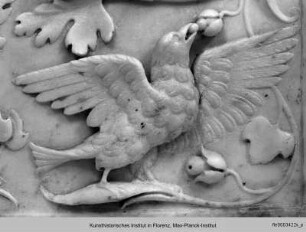 Camerino di alabastro : Ornamentrelief mit Maske