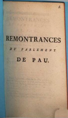Remontrances du Parlement de Pau au sujet et declaration du mois d'Avril 1763
