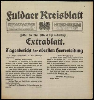 Zweite Ausgabe vom Sonntag, den 23. Mai 1915.