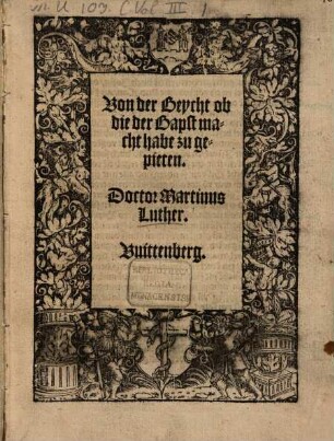 Von der Beycht ob die der Bapst macht habe zu gepieten