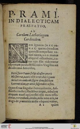 Praefatio, a Carolum Lotharingum Cardinalem