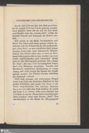 Nachruhm Und Neubelebung