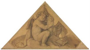 Eros mit dem Pfau (Element der Luft). Karton zu den Deckenbildern der Münchner Glyptothek