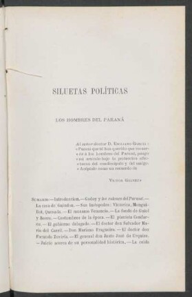 Siluetas políticas : Los hombres del Paraná