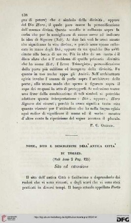 Nome, sito e descrizione dell'antica città di Torres, [2]