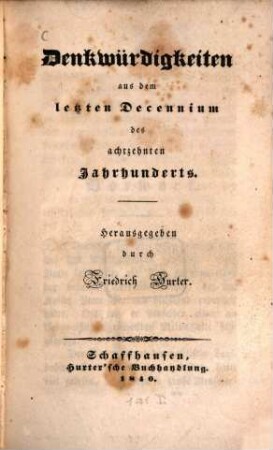 Denkwürdigkeiten aus dem letzten Decennium des achtzehnten Jahrhunderts