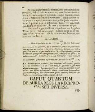 Caput Quartum De Aurea Regula Reciproca Seu Inversa.