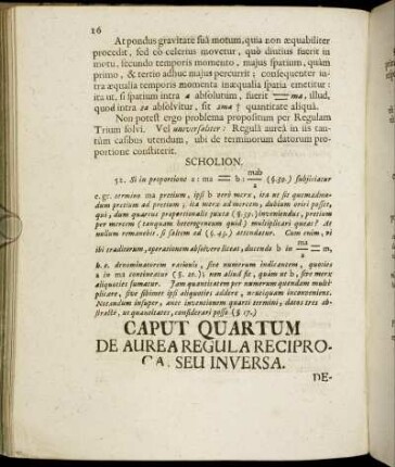 Caput Quartum De Aurea Regula Reciproca Seu Inversa.