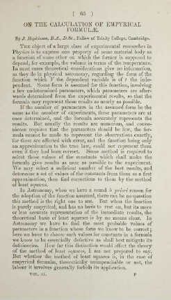 On the calculation of empyrical formulae.