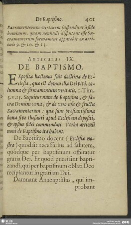 Articulus IX. De Baptismo