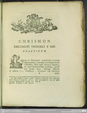 Chrismon Diplomati Friderici II Imp. Praefixum