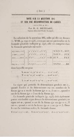 Note sur la question 405 et sur une décomposition de carrés.