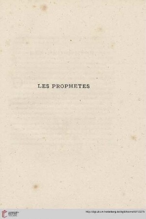1: Les prophètes