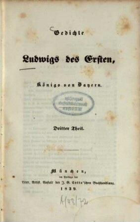 Gedichte Ludwigs des Ersten, Königs von Bayern. 3