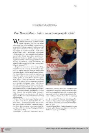 77: Paul Durand-Ruel  twórca nowoczesnego rynku sztuki*
