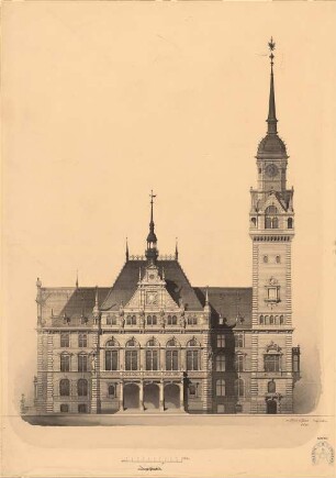 Rathaus, Wiesbaden: Vorderansicht 1:100