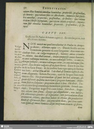 Caput XXV. Explicatur D. Paulus Actorum capite 17. Ex uno sanguine, non esse, ex uno Adamo